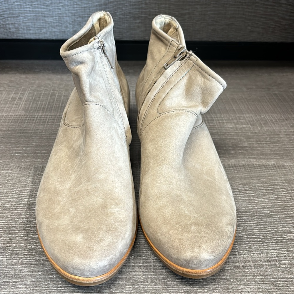 Women’s Paul Green Suede Low Block Ankle Zip-Up Booties (Gray/Beige) - Size 7.5 - Picture 2 of 6